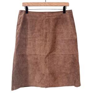 Vintage Suede Genuine Leather Brown St. Johns Bay Knee Length Skirt Size 12
